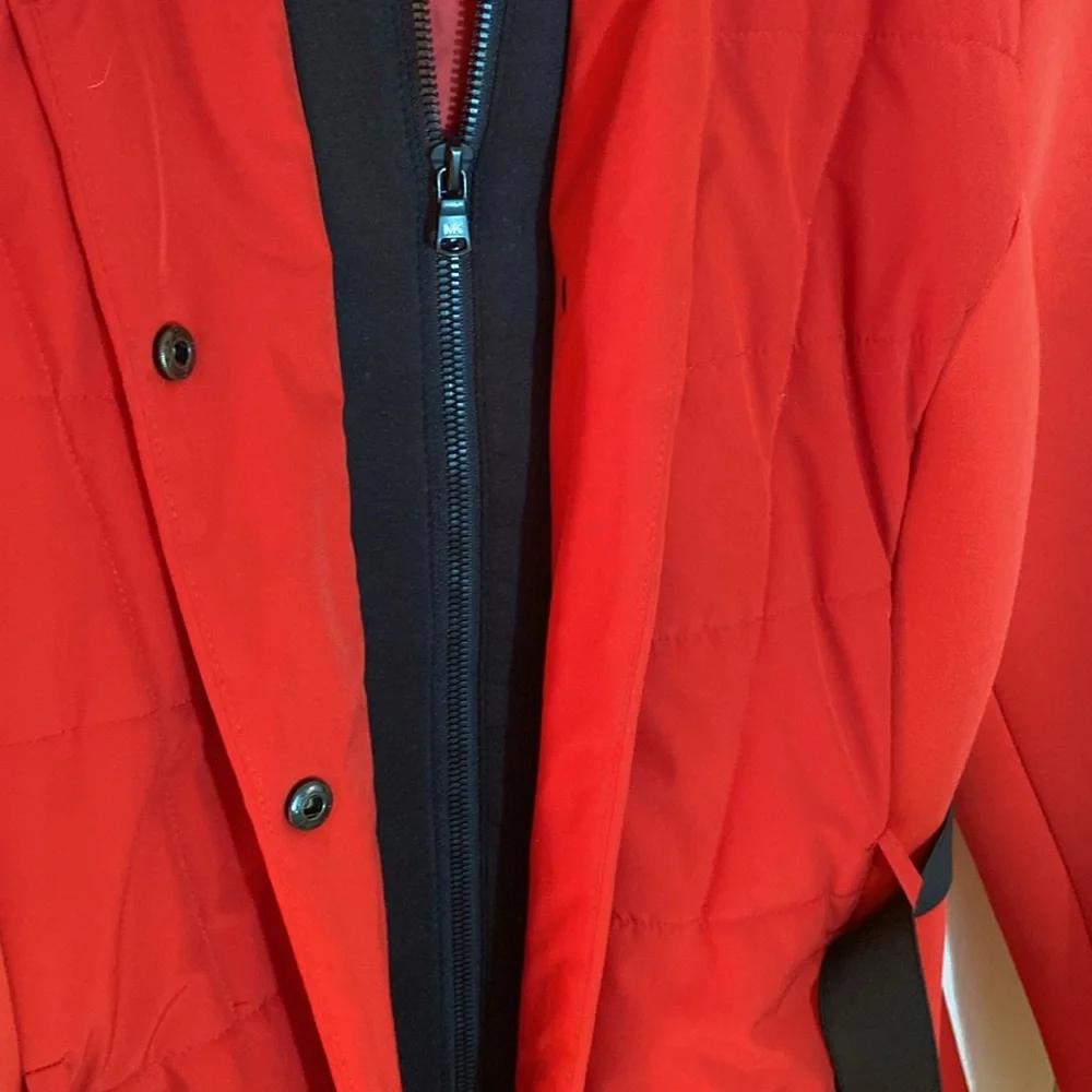 🔥 Michael Kors XL Red 🔥 Belted Winter Coat Jacket Hood - Picture 9 of 16